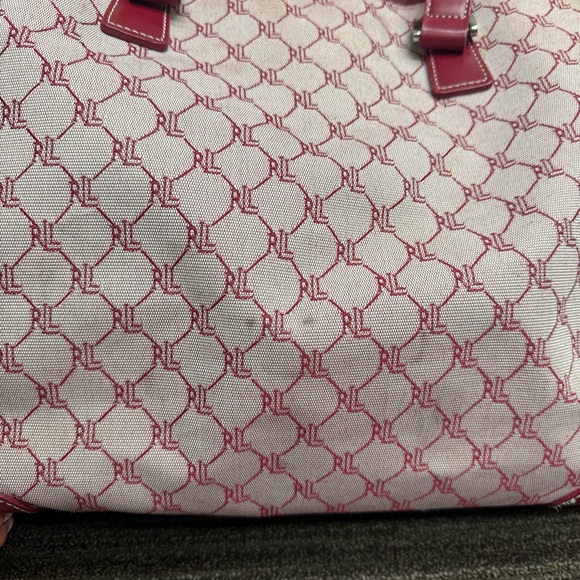 Ralph Lauren Wine Red Tote Bag with RLL Monogram Leather Silver Hardware - Picture 7 of 14